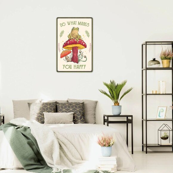Funny Frog Mushroom Decor Metal Sign: Cute Cottagecore & Forest Decor for Bathro - Picture 5 of 7
